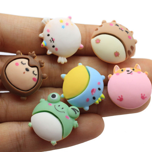 Diseño de resina múltiple Kawaii Animal Beads Fat Cat Frog Flatback Cabochon Craft Niños Colgante Adorno Llavero Diy Art Deco