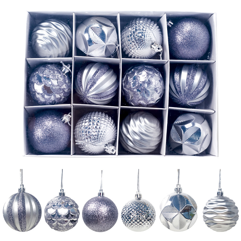 Wholesale Luxury Merry Christmas Tree Ball Modern Decoration Ball Set Gift Custom Christmas Ball Silver
