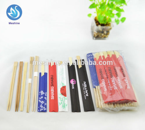 High quality bamboo material chopsticks with printed paper sleeve disaposable bamboo chopsticks