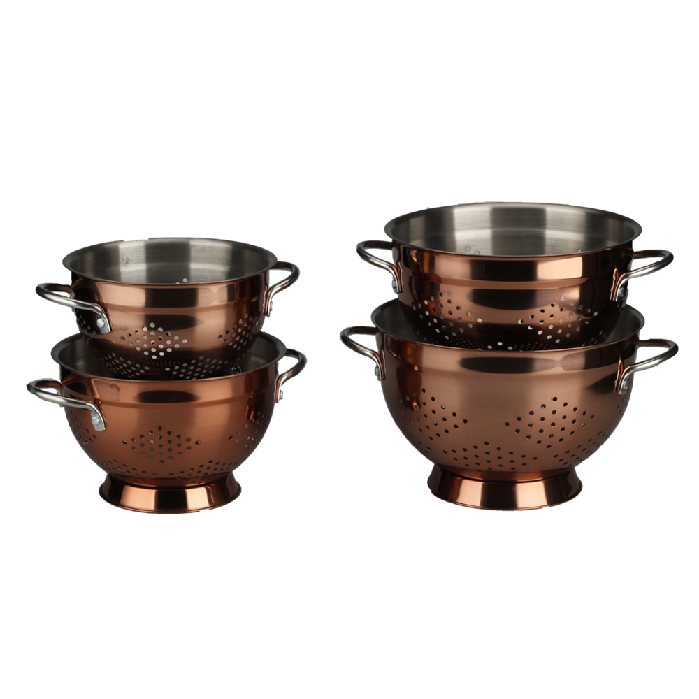 Passoire classique en cuivre avec base annulaire Classic Copper Colander With Ring Base