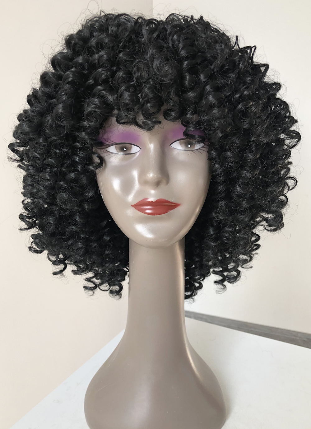 African with bangs for black women wigs synthetic glueless cosplay wig high temperature ombre curly party natural short afro wig