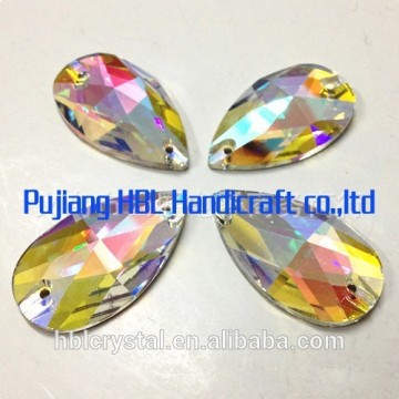 13*22mm 2Holes Ab Color Fancy Decorative Heart Glass Stones
