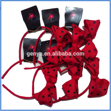 Fashion ribbon bow headbands with polka dot ribbon bow for kids
