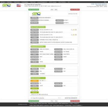 Tubulação de aço EUA Importar dados