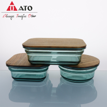 Lunch Box with bamboo Lid Glass Food Container