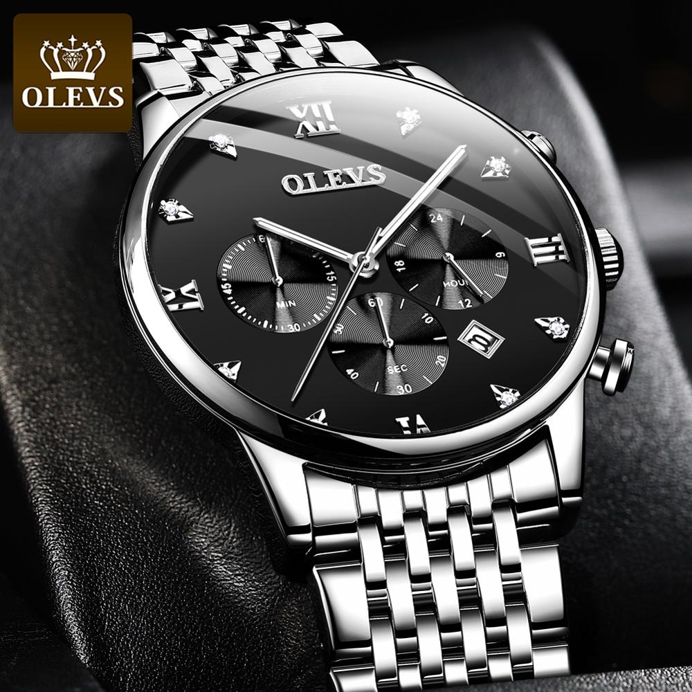 Men Luxury Watch OLEVS Brand Quartz Fashion Business WristWatch OEM with Steel Band Chronograph Waterproof Watches Men Wrist