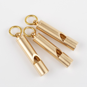 Nordic Style Gold Vintage Brass Handmade Copper Whistle - Survival Whistle & Key Chain Pendant