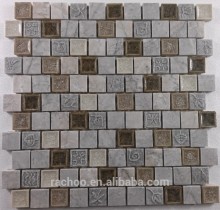 Resin mix marble crackle ceramic glass mosaic tile