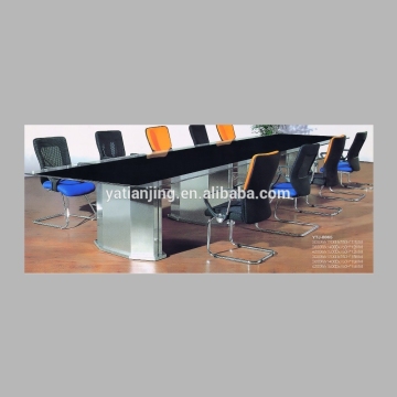 Contemporary long tempered glass meeting desk