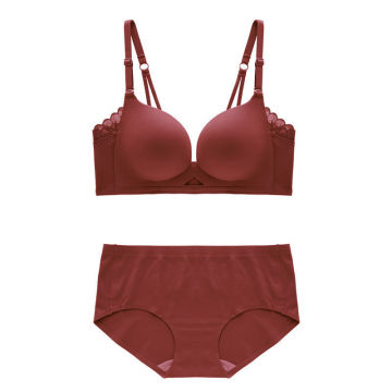 Comfortable Wireless Bra and Panty Set - Push Up Seamless Bra Set Underwear