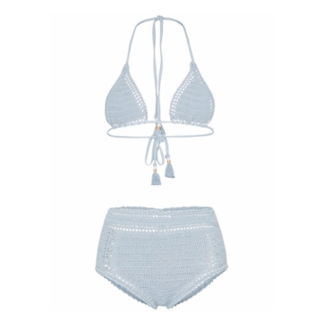 Super Sexy Light Blue Crochet Bikini Set