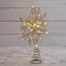 Micro LED Metal Snowflake Christmas Tree Topper Light
