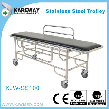 Emergency room stainless steel patient transfer trolley