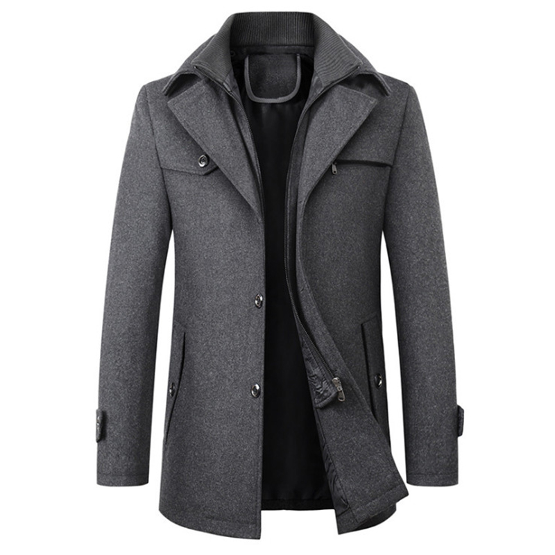 Double Collar Trench Coat Male