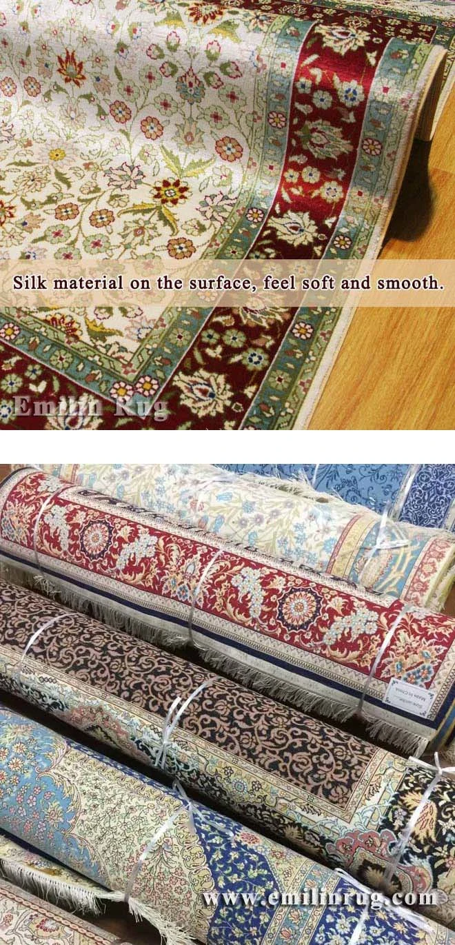 Silk Rugs Handmade Oriental Traditional Persian Tabirz Design for Sale