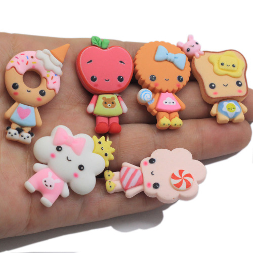 Kawaii Cartoon Cibo Schiena Piatta Pane Ciambella Resina Cabochon Fit Decorazione Del Telefono Scrapbooking Artigianato Accessori FAI DA TE