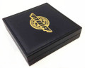 Caixa de embalagem de couro PU preta para moedas de medalha