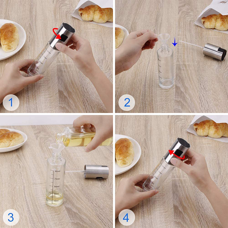 2pack Oil Sprayer Bottle Set Oil Dispenser Bottle for Cooking, Sprayer Bottle for Oil, BBQ, Kitchen Baking with Brush Funnel