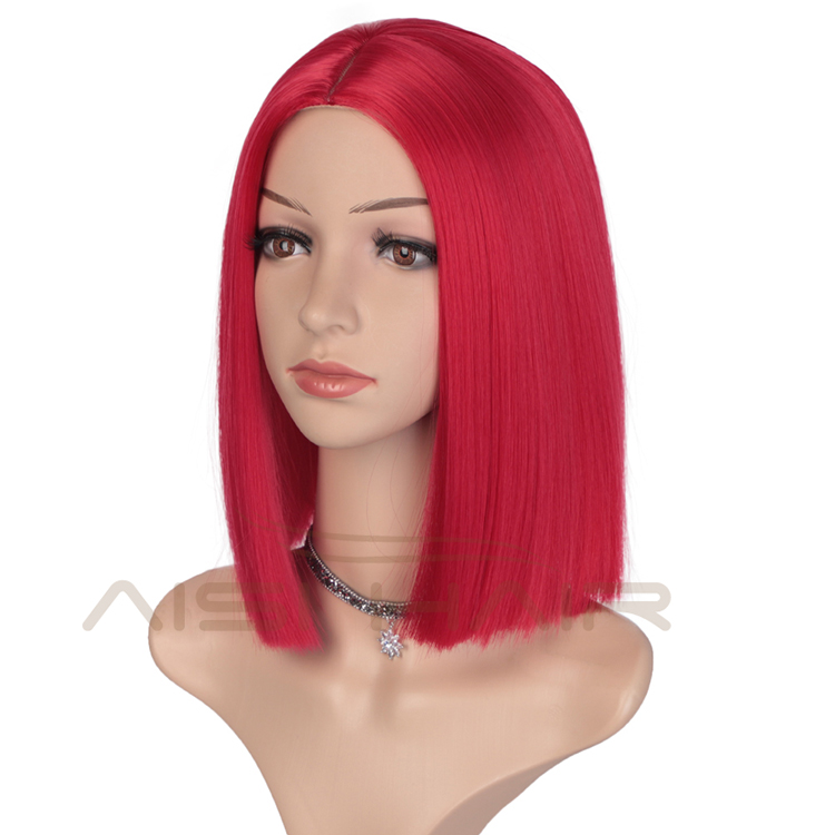 Aisi Hair Short Red Heat Resistant  Synthetic Fiber Hair Wigs For White Black Women Cosplay Wigs Straight  Bob Hairstyle Wigs