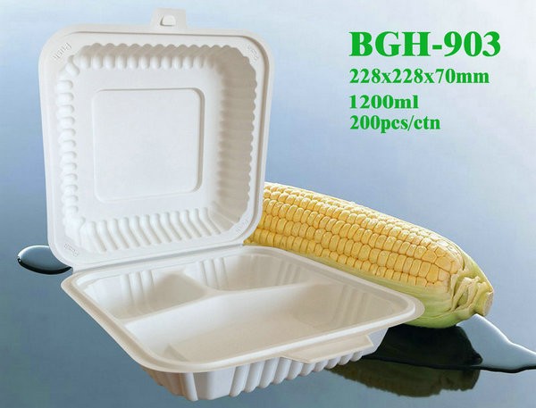 Wholesale Compostable Environmental Cornstarch Biodegradable Clamshell Food Container