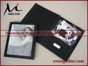 Leather USB Boxes with Photo Frame Leatherette USB Box with Photo Box,USB Box,USB Gift Box,Paper USB Box