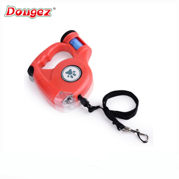 Retractable dog leash with flashlight and waste led retractable dog leash