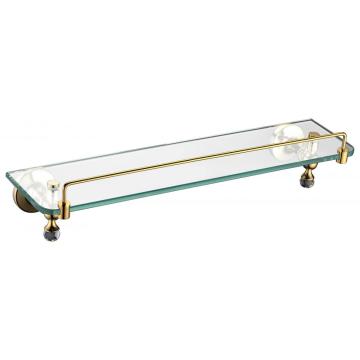 Estante de vidrio dorado individual para baño