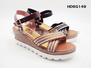 2017 New Fashion woven upper ladies high heel sandal