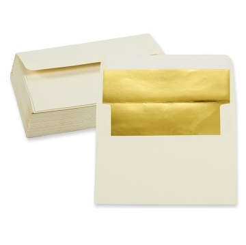 Factory Custom A7 Invitation Envelopes - Gold Foiled Lined Envelopes for Weddings, Graduations, Birthdays