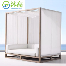Wholesale Outdoor Teak Wood Daybed with Canopy for Resorts and Clubs