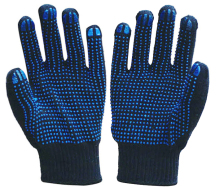 Knitted Cotton Working Gloves with double PVC Dot