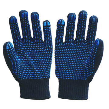 Knitted Cotton Working Gloves with double PVC Dot