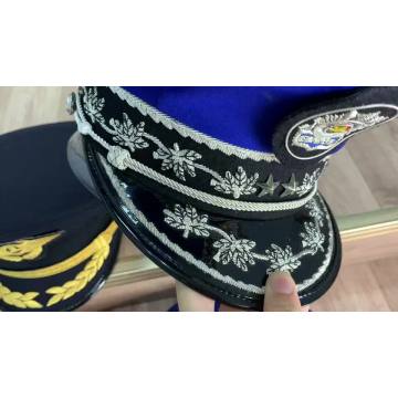 Patchs de broderie de chapeaux de robe d&#39;uniforme militaire noir