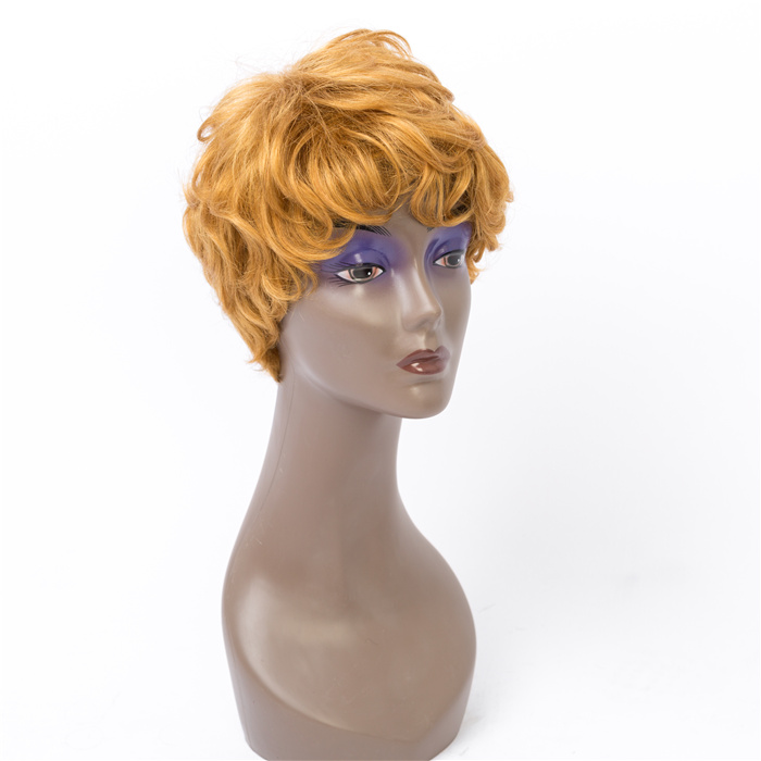Highlight For Black Women  For Ladies  Short Curly pixie cut  Human Hair  Machine Made Wig