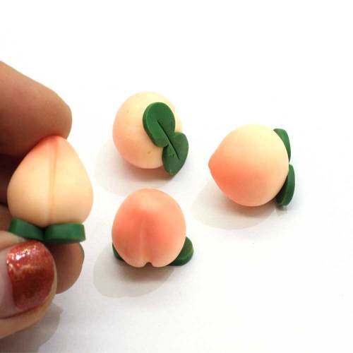 Cute Handmade 3D Polymer Clay Peach Charm For Dangle Drop Earrings Funny Lovely Fruit Earrings Woman Girl Summer Unique Jewelry