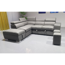 Dark Grey Sleeper Sofa Bed with Storage Ottoman