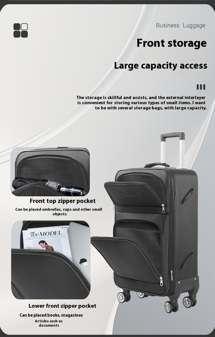 ကြီးမားသောစွမ်းရည်အောက်စ်ဖို့ဖောလန့်အထည်လွှင့်စက်အိတ်အသေး Large Capacity Oxford Cloth Trolley Bag Case