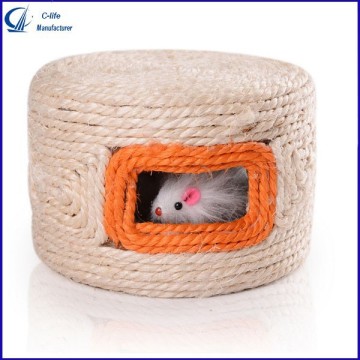 Pet Cat Kitten Sisal Scratching Ball Fun Play Toy with Mouse inside