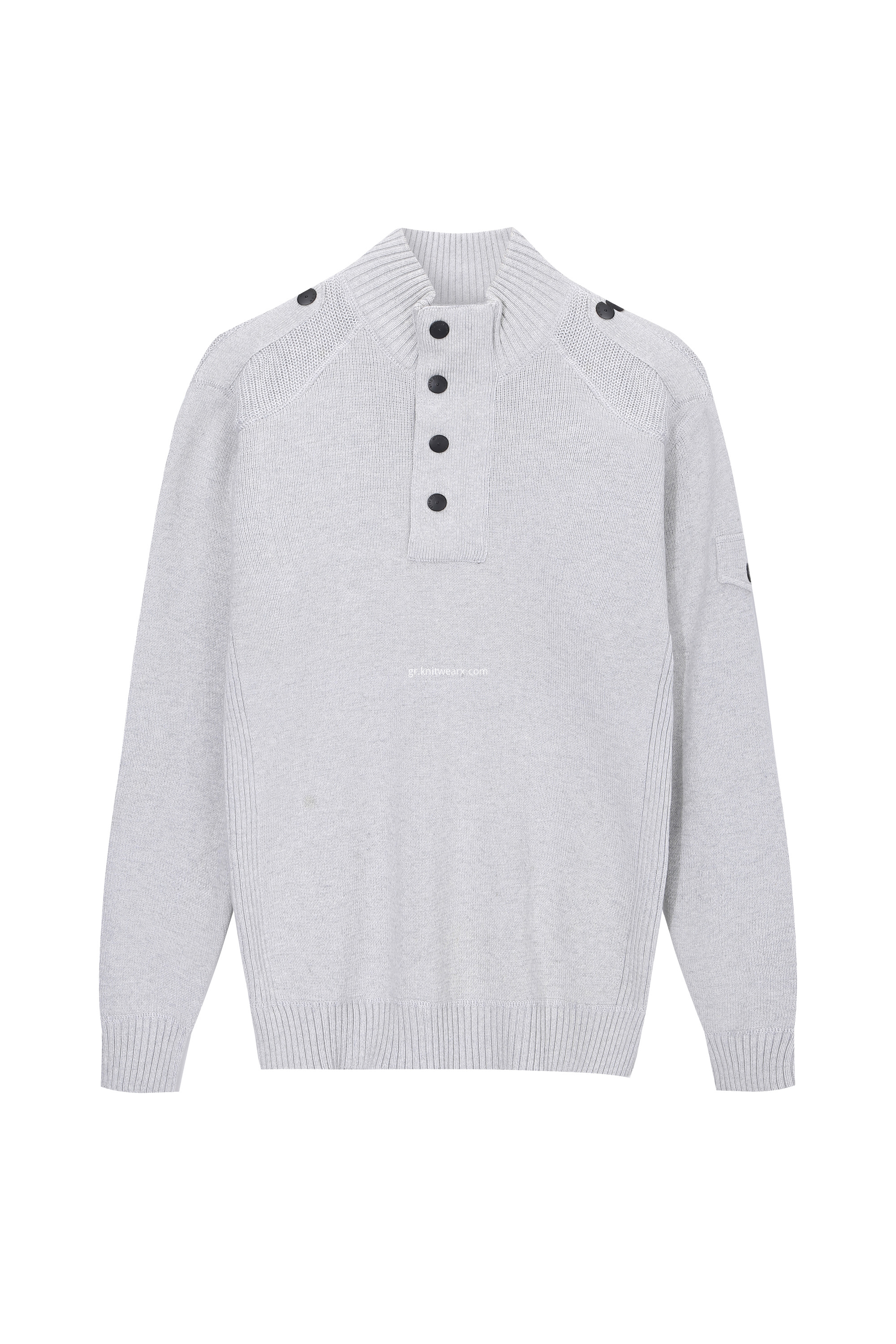 Men's Knitted Button wz Quarter Zip Textured Pullover