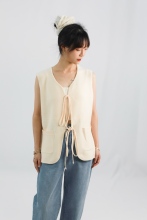 French Retro Cardigan Sleeveless Top