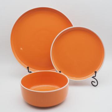Modern Minimalist Style Orange colorful stoneware dinnerware sets, antique stoneware dinnerware