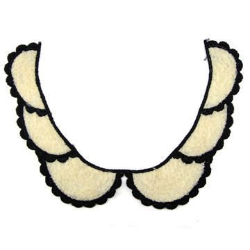 Fashionable Peter Pan Collar, Made of Ecru Color Tulle and Black Stitching