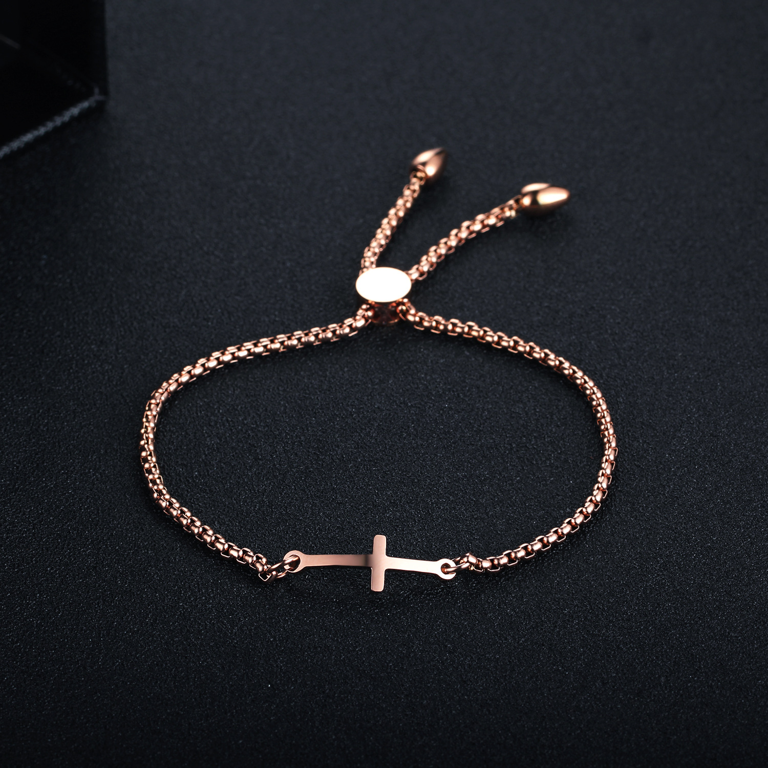 Custom Minimalist Jewelry Cross Bracelet For Women, Fashion Geometric Titanium Steel Religious Items Resizable Bracelets Bangles