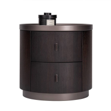 Modern White Leather Hotel Bedroom Solid Oak Nightstand