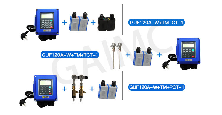 GUF120A-W DC24V IP67 إنذار التتابع 4-20mA المشبك على مقياس التدفق فوق الصوتي