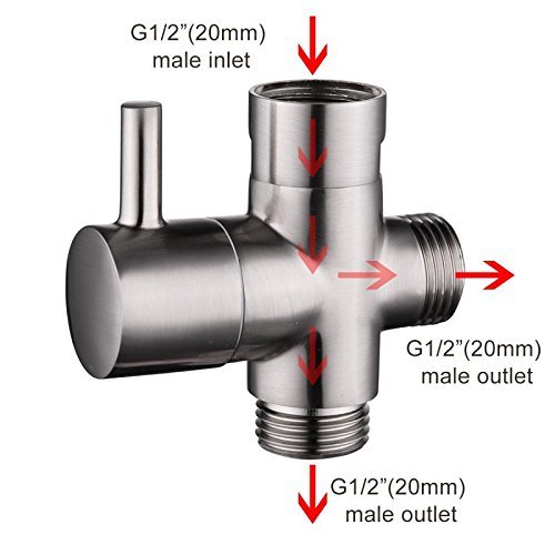 Three-way two-outlet cold water bronzed angle valve