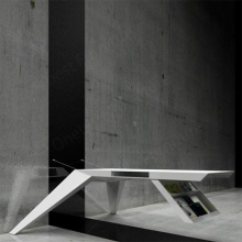 Modern Curved Office Table - 2024 Simple Two Legs Stone Executive Desk