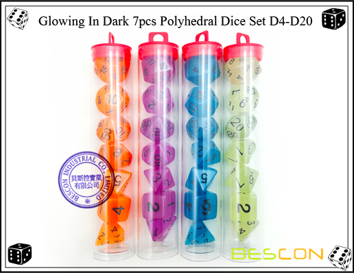 Glowing In Dark 7pcs polyedrischen Würfel Set D4-D20-3 Glowing In Dark 7pcs Polyhedral Dice Set D4-D20-3