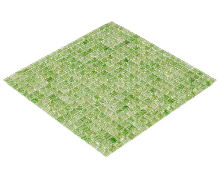 Square Mosaic Green Tile Backsplash Deco