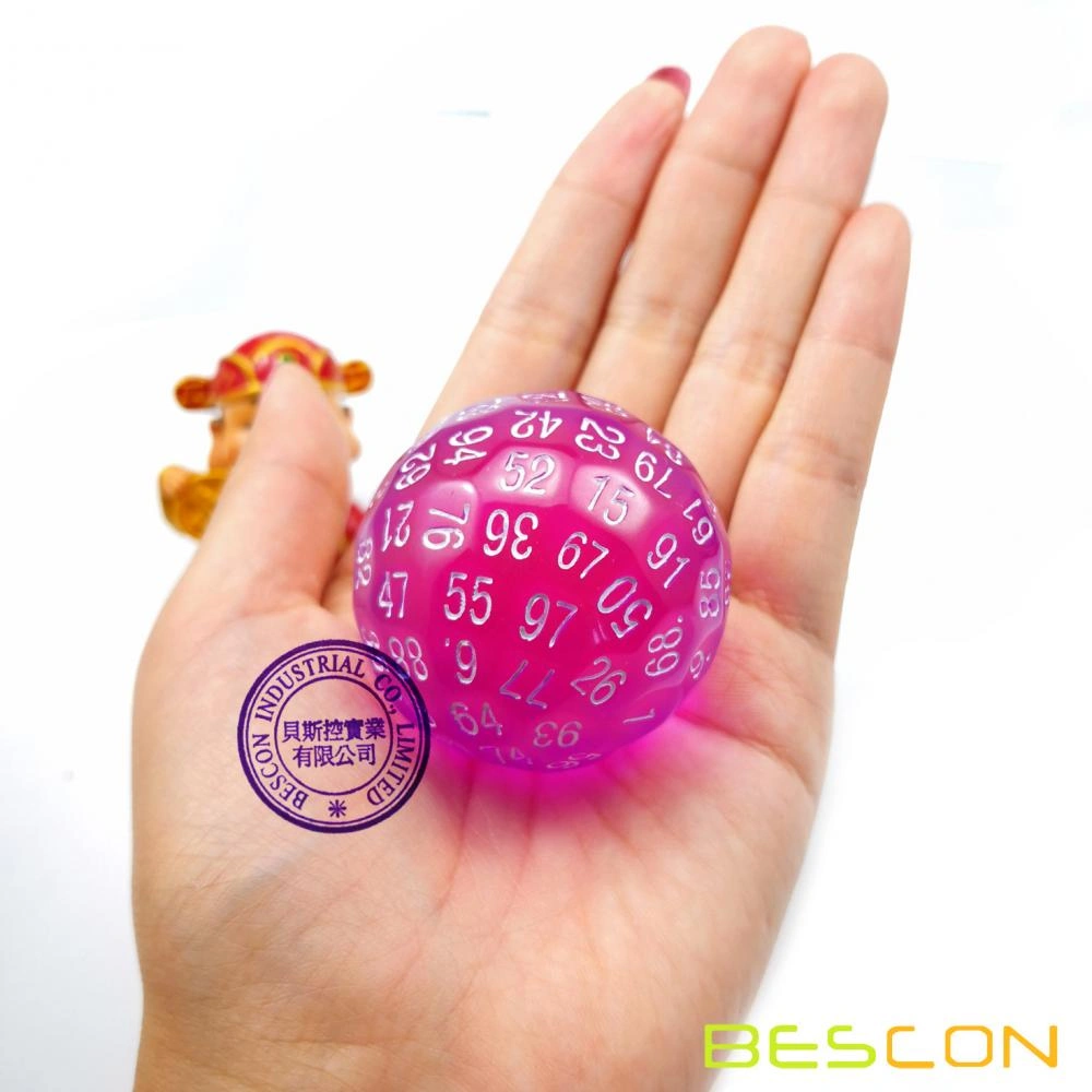Bescon Translucent Blue Polyhedral Dice 100 Sides Dice Transparent Blue D100